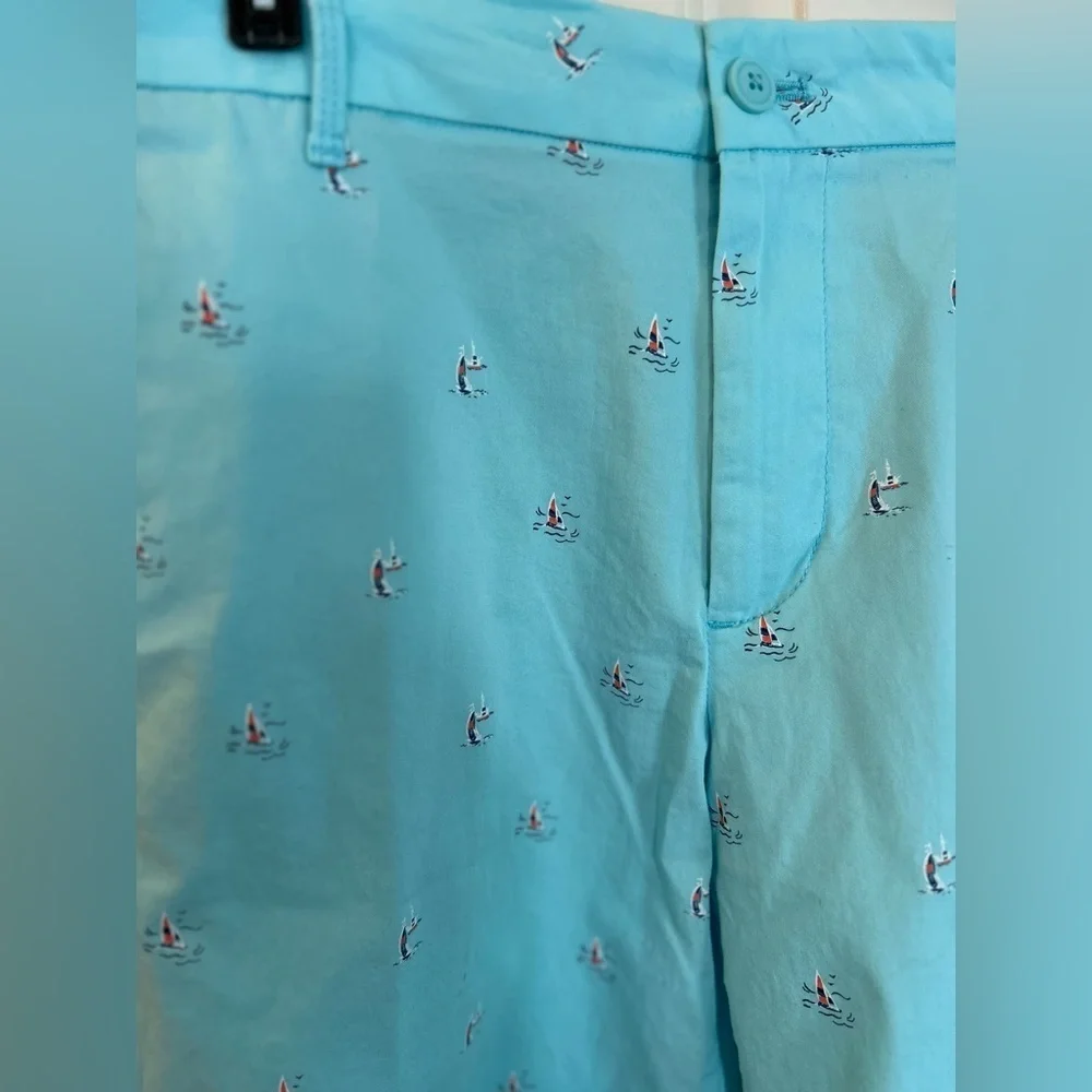 Izod Harborside Printed Men Flat Front Chino Stretch Shorts Size 30 New